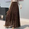 Saia de bolo de renda estilo coreano para mulheres, novo modelo outono e inverno 2026, cintura elástica, saia longa tipo guarda-chuva evasê emagrecimento