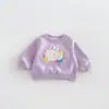 Moletom Patchwork Desenho Animado para Meninas 2026 Novo Inverno Bebê Terry Bordado com Forro de Lã Pulôver zdy6540