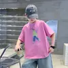 Camiseta de Verano 2026 Estilo Nuevo para Niños, Moderna y Genial Estampado de Dibujos Animados Manga Corta Casual de Cuello Redondo Cómoda para Niños Medianos y Grandes