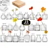 Juego de Jarrones Pequeños Decorativos de Vidrio Vintage Transparente Estilo Ins, Jarrón de Flores y Botella de Aromaterapia, El Más Vendido Transfronterizo con un Toque de Lujo