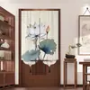 Cortina de tela de loto estilo chino para puerta para uso doméstico, dormitorio, cortina colgante para habitación, cortina a prueba de aceite para cocina, media cortina divisoria para baño