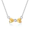 Collar de Plata de Ley S925 Mariposa para Mujer, Cadena Clavicular Romántica de Corazón Doble con Piedras Preciosas de Colores y Cristal, Regalo Romántico para Novia, Joyería de Plata al por Mayor