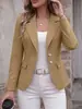 Chaqueta blazer cárdigan de solapa con dos botones y solapa de bolsillo de manga larga para sitio independiente transfronterizo de Amazon en blanco, gris, negro