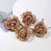 Cabeza de rosa de seda degradada vintage, flor artificial de alta gama, material para accesorio de pelo DIY, decoración de pared de flores para bodas, flor artificial