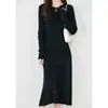 Nuevo Vestido Suéter de Punto con Cuello Redondo para Mujer Otoño/Invierno 2026, Vestido Base Versátil de Manga Larga que Ceñe la Cintura