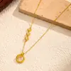 Collar Transfronterizo de Acero de Titanio Dorado, Joyería de Lujo Ligero de Alta Gama Transfronteriza para Mujer, Cadena para Clavícula que No se Desvanece, Cadena para Suéter de Acero Inoxidable