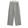 Pantalones de Traje Caqui de Cintura Alta Sueltos de Pierna Ancha para Mujer Otoño 2026 Nuevo Estilo Estilo Old Money Caídos de Pierna Recta Pantalones Casuales