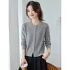 Jaqueta Cardigan de Tricô com Recortes Únicos e Bonitos, Manga Longa, Novo Estilo Outono/Inverno 2026, Corte Francês, para Mulheres