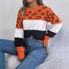 Liquidación Otoño e Invierno Casual Bloques de Color Estrella Hueco Manga de Linterna Suéter Jersey Amazon Transfronterizo Mujer