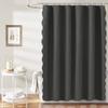 Yunyang Frontera Nueva Color Puro Imitación Lino Negro Borde Ondulado Borde S Cortina de Ducha Baño Cortina Impermeable Partición de Baño