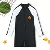 Traje de baño de una pieza de manga corta de dibujos animados para niños y niñas, estilo corona de hada para niña, traje de baño con protección solar de planeta para niño