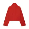 ZA Europa Transfronteiriça Comércio Exterior Roupas Femininas AliExpress Mais Vendido Cor Sólida Zíper Bainha Gola Alta Cintura Marcada Jaqueta