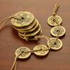 Pingente antigo de cobre com corda de cânhamo, moedas de cinco imperadores dez imperadores, artesanato de dinheiro de cinco imperadores de cobre e latão, atacado