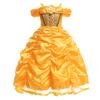 Vestido de princesa navideña con tirantes para niños europeos y americanos, disfraz de animación COSPLAY de La Bella y la Bestia