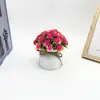 Nuevo Hemisferio de Rosa Hibisco de 31 Ojos Cuerda de Cáñamo Lazo Bonsái Interior Mini Flor Artificial de Plástico y Planta Verde Planta en Maceta