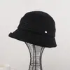 Chapéu de pescador feminino de mistura de lã outono e inverno coreano, chapéu bucket quente e versátil, chapéu retrô estilo japonês com copa redonda e aba pequena
