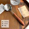 Cuchara Redonda de Acero Inoxidable 304 con Mango de Madera para Uso Doméstico, Cuchara de Comedor Sólida de Madera con Mango de Calabaza, Cuchara de Madera de Ala de Pollo, Cuchara de Alto Valor Estético