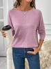 Camiseta de Punto de Manga Larga Casual Nueva de Color Sólido para Mujer, Top Corto, Otoño e Invierno Transfronterizo Europeo y Americano