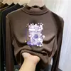 Camiseta térmica de forro polar con cuello semi-alto para niños para otoño e invierno, capa interior cálida para niñas, camiseta de manga larga con forro polar para niños mayores, estilo moderno