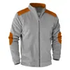 Chaqueta de Terciopelo de Algodón Europeo Pesado Otoño e Invierno Transfronteriza para Hombre, Cárdigan Casual con Cremallera y Cuello Alto Retro de Retazos Simples para Hombre