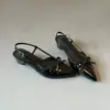 Elegantes sandalias estilo lazo francés para mujer, sandalias de tacón medio sin cordones y punta fina, zapatos de charol ligeros de lujo con abertura trasera