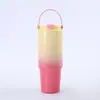 Taza de coche de acero inoxidable de 30, taza aislada de color degradado, taza portátil con pajita para exteriores, regalo de vacaciones