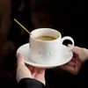 Taza de Porcelana Exquisita y Simple de Color Blanco Puro, Taza de Café de Cerámica con Base, Viene con una Cucharita, Juego en Caja de Regalo para Clientes