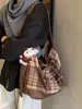 2026 Nuevo Estilo Coreano Otoño e Invierno Cuadros Moda Retro Bolso de Hombro Cruzado Bolso Tote de Gran Capacidad para Viajes Diarios para Mujer