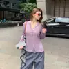 Toma real: Suéter de punto Lyocell Tencel con cuello en V y manga larga, nueva colección de otoño, diseño elegante y único para mujer, estilo 25188