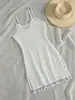 Suministro exclusivo de comercio electrónico transfronterizo desde la fábrica, al por mayor directo en stock: blusa semitransparente de tirantes finos, con estampado ondulado y dobladillo de flecos