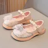 Zapatos de Cuero con Lazo de Pedrería para Niñas 2026 Nuevo Estilo Primavera y Otoño Zapatos de Cristal con Suela Suave para Niños Mayores y Pequeños