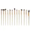 Conjunto Popular de Pincéis de Maquiagem Dourados para Olhos, Pincel para Sombra, Pincel Chanfrado, Pincel para Delineador, Pincel para Sobrancelhas, Pincel Dupla Fibra, Ferramenta de Beleza