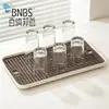 BnbNew Bandeja de Té con Drenaje Tapa de Madera Estilo Chino Mesa de Té de Lujo Ligero Bandeja para Juego de Té Kung Fu Portavasos