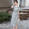 Mamão Leite Verão Moda Nova Coreana Casual Cintura Plissada Elegante Com Capuz Vestido de Suéter Moda Feminina