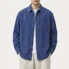 Chamarra tipo camisa de pana retro americana 2026, corte holgado para hombre, camisa casual versátil de manga larga, gris oscuro