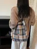 Bolsa de Gran Capacidad Otoño e Invierno Bolso de Commuter de Lana a Cuadros Bolso Versátil de Nicho Maillard Hombro Cruzado Bolso para Estudiantes para Mujer