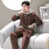 Pijama acolchado hombre invierno forro polar coral tres capas extra grueso con forro polar traje cálido invierno ropa de casa invierno RR