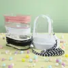 Bolsa Quadrada Pequena de Cor Sólida com Cordão Armazenamento de Boneco Figura Material PVC Bolsa para Cosméticos Exibição Tampa Protetora Transparente à Prova de Poeira
