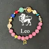 Pulsera de moda europea y americana TK SHEIN de venta caliente, ágata rosa natural, doce signos del zodíaco, pulsera de pareja, ocho planetas