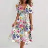 2026 Novo E-commerce Transfronteiriço Amazon Solto Casual Elegante Gola V Floral Novo Vestido Estampado Mais Vendido