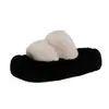 Chinelos peludos de alta qualidade com sola grossa e duas tiras para mulheres, adequados para uso externo, Novidades Outono/Inverno 2026, forrados com fleece, bico aberto, chinelos peludos, atacado