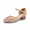 Sandalias de Punta Hueca Estilo Nuevo 2026 para Mujer, Tacón Medio, Tacón Grueso, Tira Única, Versátiles, Estilo Francés, Elegantes para Mamás