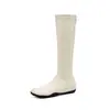 Botas longas elásticas com aumento interno de 3cm para mulheres, botas de corte justo, novo estilo de inverno, bico quadrado, zíper lateral, cor sólida, justas à perna, botas de cano alto