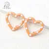 Pintura de Color Caramelo Corazón de Melocotón Pintado a Mano Hebilla de Primavera Anillo Abierto de Corazón Llavero Goteo de Aceite Accesorios DIY Conexión de Aleación