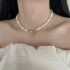Collar de Corazón de Perla con un Diseño Sencillo y Elegante, Cadena para Clavícula para Mujer, Lazo, Cadena para el Cuello de Lujo Ligero, Sensación Moderna y de Alta Gama