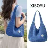 Bolso de punto rojo estilo coreano para salidas festivas, bolso de hombro de punto casual para la playa del verano 2026