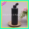 Botella de plástico negra de 300 ml con hombro plano y tapa tipo mariposa para champú y gel de ducha, botella negra de 300 ml con tapa abatible para detergente