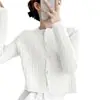 Cardigan Tricotado Cor Sólida Estilo Suave Torcido Retrô Gola Redonda Feminino Primavera e Outono 2025 Suave Ceroso Preguiçoso Jaqueta Suéter
