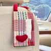 Caja de pañuelos para coche linda multifuncional bomba de pañuelos para coche creativa bolsa de pañuelos con forma de corazón para respaldo de asiento de coche