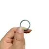 Anillo de Jade Natural Grado A Tipo Hielo Jadeíta Agua Azul Banda Lisa Anillo Unisex Anillo de Jade Fino Anillos de Pareja
